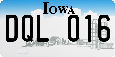 IA license plate DQL016