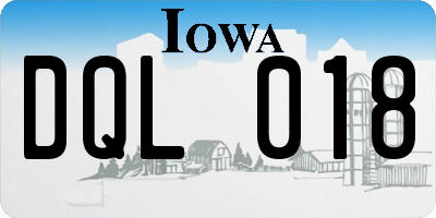 IA license plate DQL018