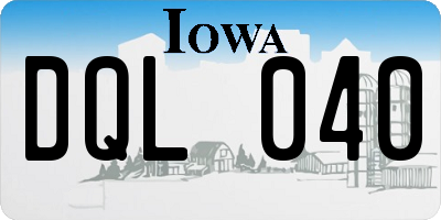 IA license plate DQL040