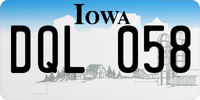 IA license plate DQL058