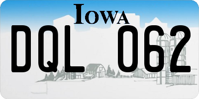 IA license plate DQL062