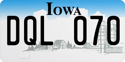 IA license plate DQL070