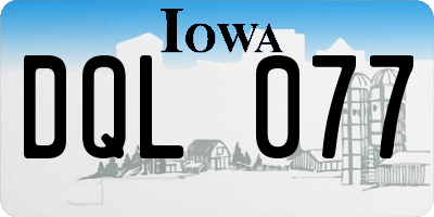 IA license plate DQL077