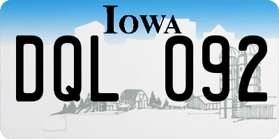 IA license plate DQL092