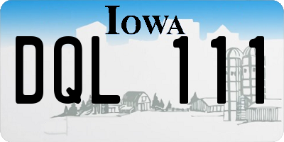 IA license plate DQL111