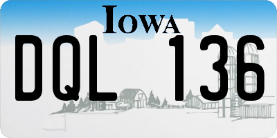 IA license plate DQL136