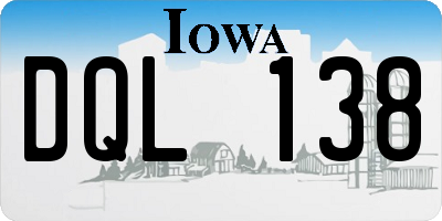 IA license plate DQL138