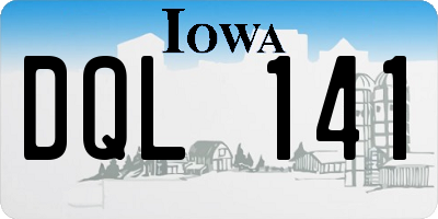 IA license plate DQL141