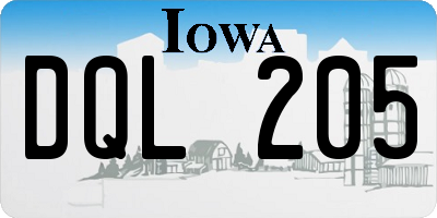 IA license plate DQL205