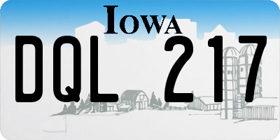 IA license plate DQL217