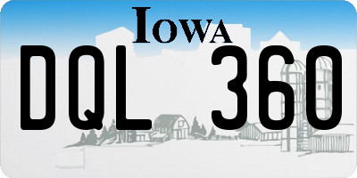 IA license plate DQL360