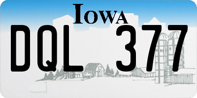 IA license plate DQL377