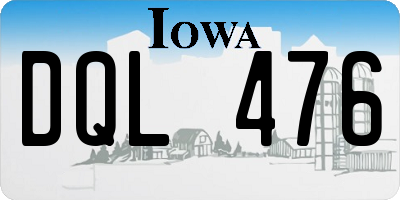 IA license plate DQL476
