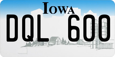 IA license plate DQL600