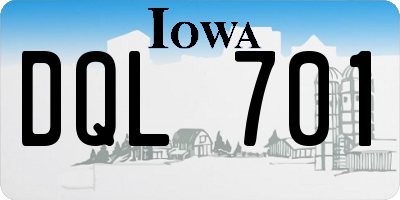 IA license plate DQL701