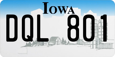 IA license plate DQL801
