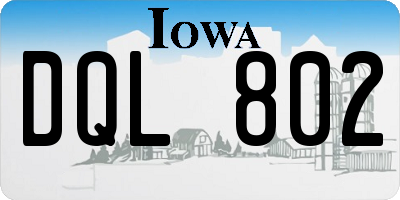 IA license plate DQL802