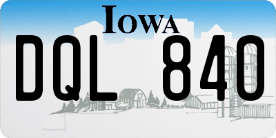 IA license plate DQL840