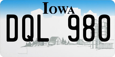 IA license plate DQL980