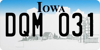 IA license plate DQM031