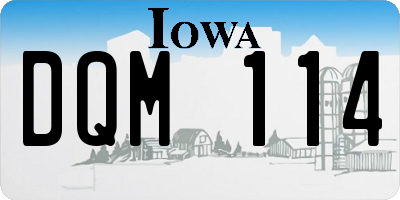 IA license plate DQM114