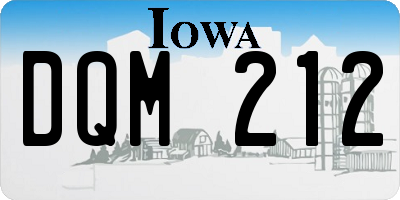 IA license plate DQM212