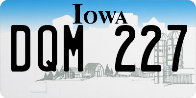 IA license plate DQM227