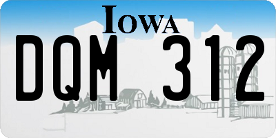 IA license plate DQM312
