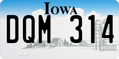 IA license plate DQM314