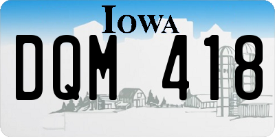 IA license plate DQM418