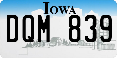IA license plate DQM839