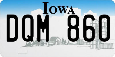 IA license plate DQM860
