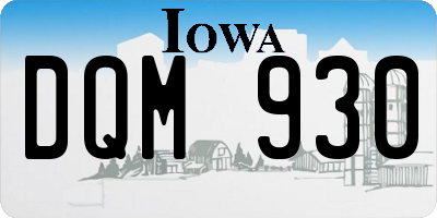 IA license plate DQM930
