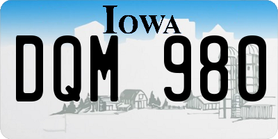 IA license plate DQM980