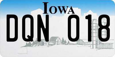 IA license plate DQN018