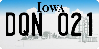 IA license plate DQN021
