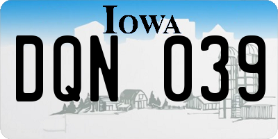 IA license plate DQN039