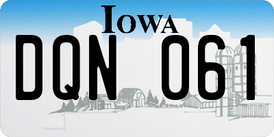 IA license plate DQN061