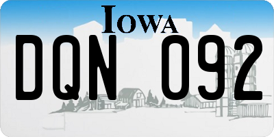 IA license plate DQN092