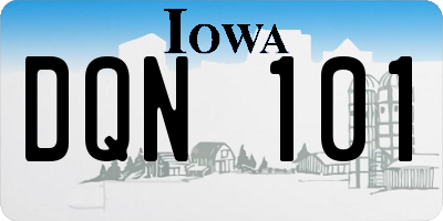 IA license plate DQN101
