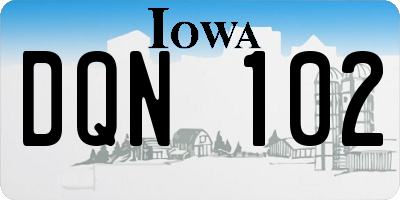 IA license plate DQN102