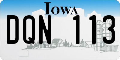 IA license plate DQN113