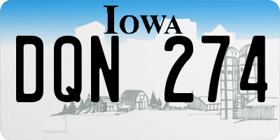 IA license plate DQN274
