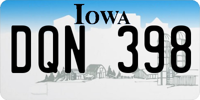 IA license plate DQN398