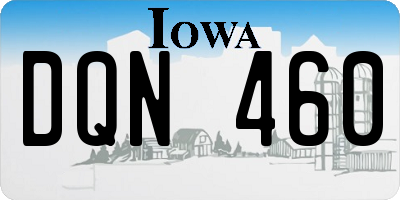 IA license plate DQN460