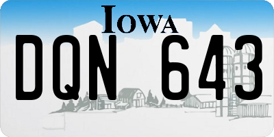 IA license plate DQN643