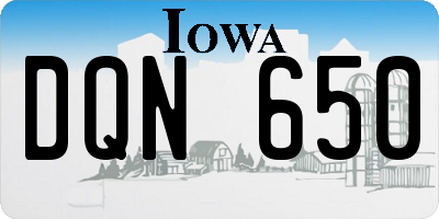 IA license plate DQN650