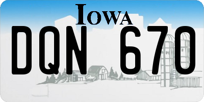 IA license plate DQN670