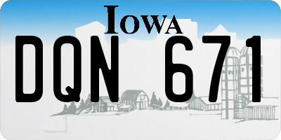 IA license plate DQN671