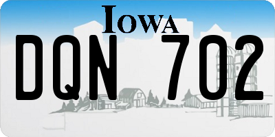 IA license plate DQN702